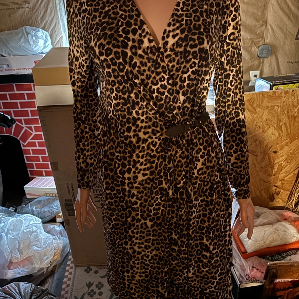 Women’s Charter Club Animal Print Long Sleeve Dress Size PM NWT